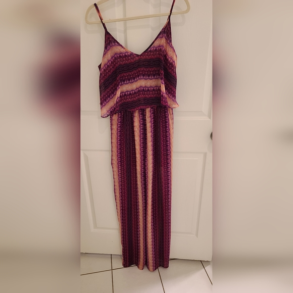 Forever 21 Pink and Purple Spaghetti Strapped Jumpsuit Size Medium - Picture 1 of 4